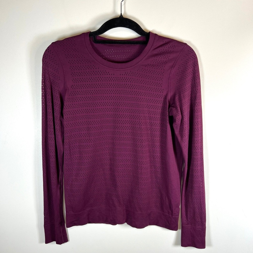 Lululemon Long Sleeve Athletica Perforated Top Purple Women's Size Small
